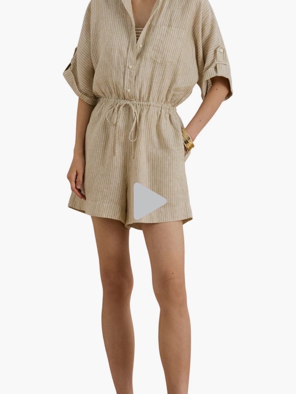 Ralph Lauren striped linen romper. Size 6.